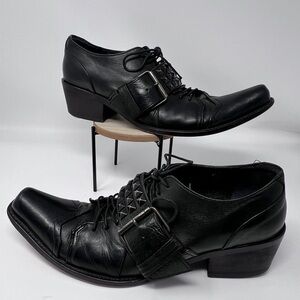 Preowned Men's Japan Whoop de Doo Black Studded Leather Dress Shoes Sz 41/25.5/8